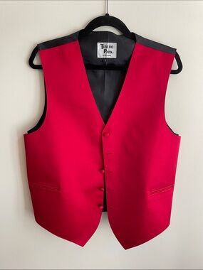 Tuxedo Park Red Satin Vest Size Large
